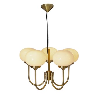 Duży efektowny żyrandol modern classic mosiądz szklane klosze